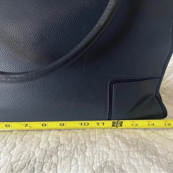 Tory Burch EllaBlue Leather & Canvas Tote Large Laptop Work Bag, Like new.